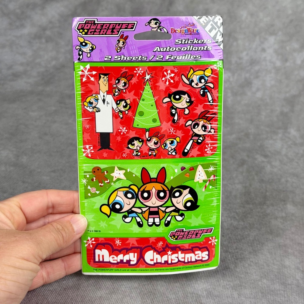 Vintage 2001 Powerpuff Girls Christmas Stickers 2 Sheets Cartoon Network NEW